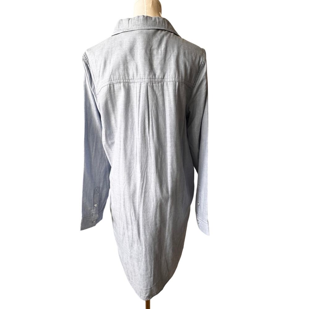 New OAT NEW YORK Women's Azure Blue Pockets Button Front Shirt Dress Size M - Picture 5 of 8